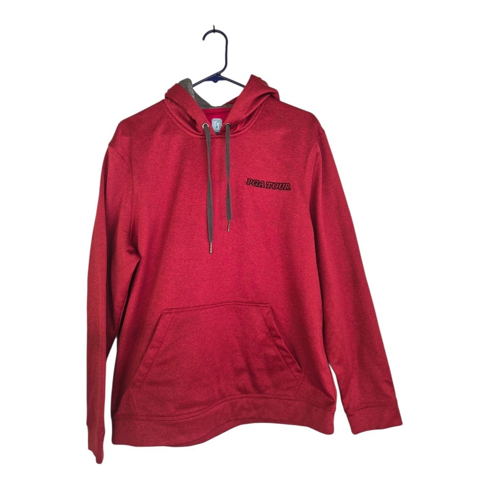 PGA TOUR Men's Medium Red Pullover Hoodie Golf Sweatshirt Logo Performance
